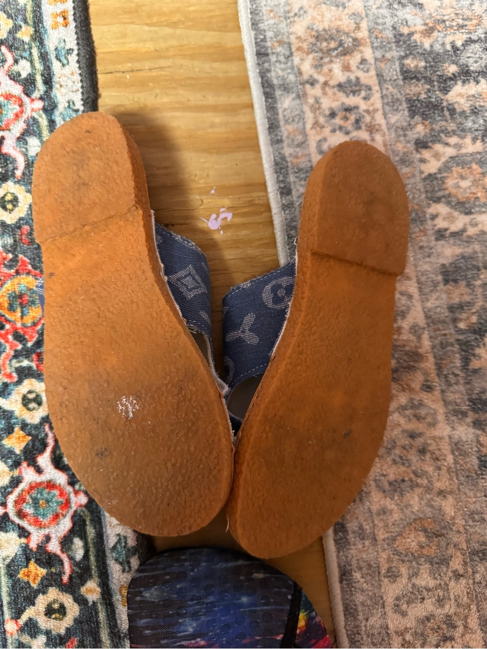 Denim Blue Logo-Pattern Thong Sandals - Picture 2 of 2